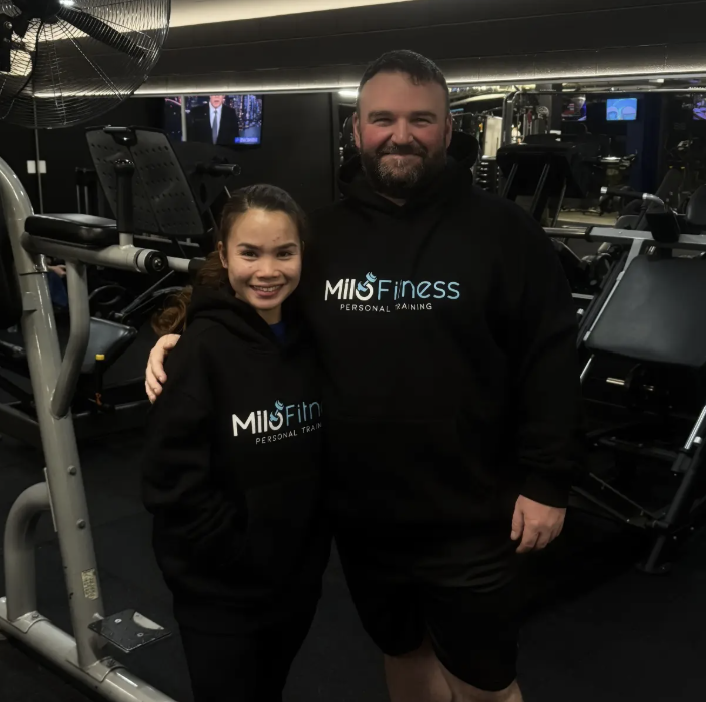 Jake T a client of Alex Milo wearing the MiloFitness hoodie